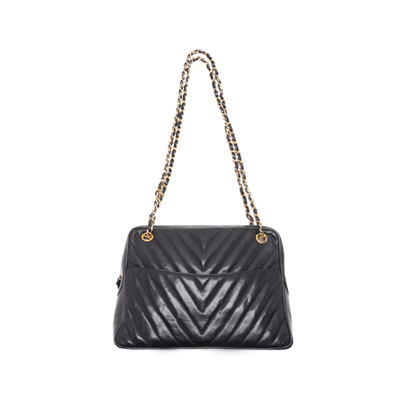 Chanel Matelasse V stitch Chain Shoulder Bag Black - Picture 6 of 12